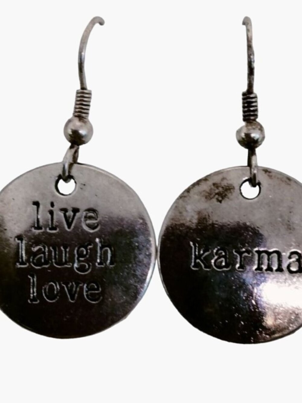Karma Earring Live Love Laugh Inspiration Pendant Charm Motivation